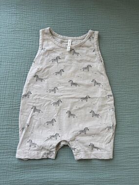 Rylee + Cru Beige Tank Romper with Black Zebra Print